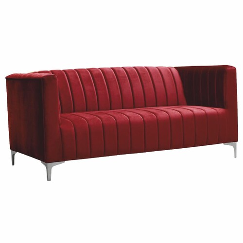 Casa Padrino Luxus 2er Samt Sofa Bordeauxrot / Grau 162 cm - Wohnzimmer Mbel
