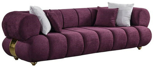 Casa Padrino Luxus 4er Sofa Lila / Gold - Modernes Wohnzimmer Sofa - Moderne Wohnzimmer M�bel - Luxus Kollektion