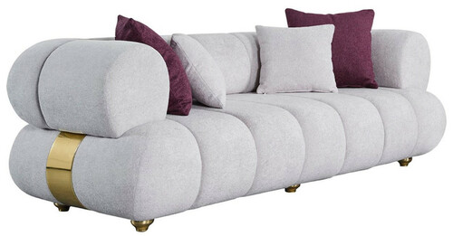 Casa Padrino Luxus 3er Sofa Grau / Gold - Modernes Wohnzimmer Sofa - Moderne Wohnzimmer M�bel - Luxus Kollektion