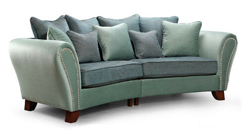 Casa Padrino Luxus 2er Sofa Gr�n / Blau / Dunkelbraun 250 x 120 x H. 100 cm - Gebogenes Wohnzimmer Sofa - Luxus Wohnzimmer M�bel