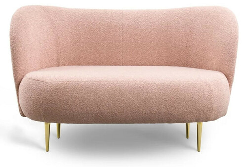 Casa Padrino Luxus 2er Sofa Rosa / Gold 130 x 72 x H. 80 cm - Wohnzimmer Sofa mit gebogener Rckenlehne - Wohnzimmer Mbel - Luxus Mbel - Wohnzimmer Einrichtung - Luxus Einrichtung