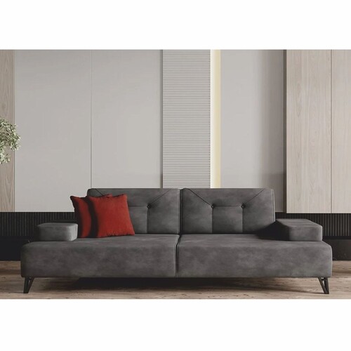 Casa Padrino Luxus 3er Sofa mit verstellbaren Arm- und R�ckenlehnen Grau 226 cm - Wohnzimmer M�bel