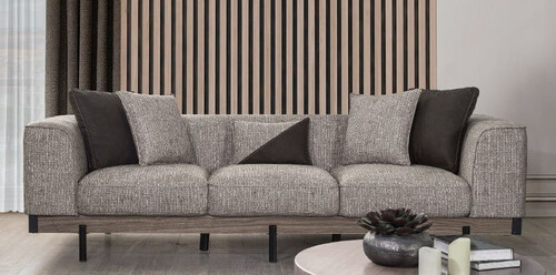 Casa Padrino Luxus 4er Sofa Grau / Braun / Schwarz 270 x 96 x H. 75 cm - Wohnzimmer Sofa - Hotel Sofa - Wohnzimmer M�bel - Hotel M�bel - Luxus M�bel - Luxus Einrichtung - Wohnzimmer Einrichtung