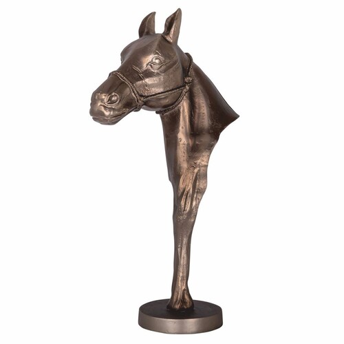 Casa Padrino Luxus Aluminium Deko Figur Pferd Antik Messing H. 63,5 cm - Wohnzimmer Deko