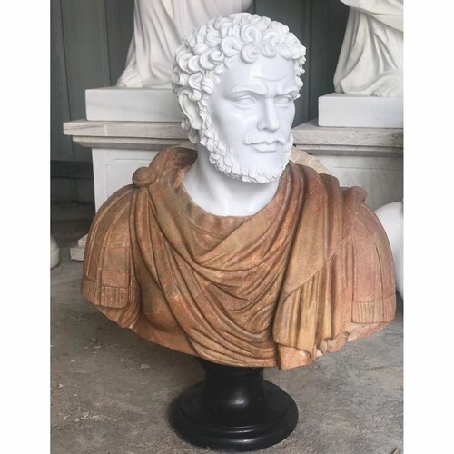 Casa Padrino Luxus Antik Stil Marmor B�ste R�mer Wei� / Braun / Schwarz H. 80 cm - Marmor Skulptur