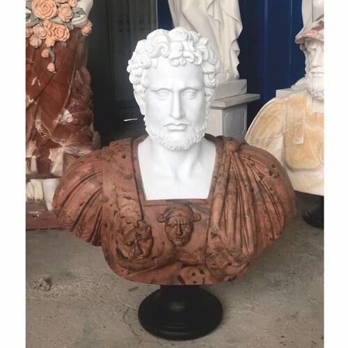 Casa Padrino Luxus Antik Stil Marmor B�ste R�mer Wei� / Braun / Schwarz H. 80 cm