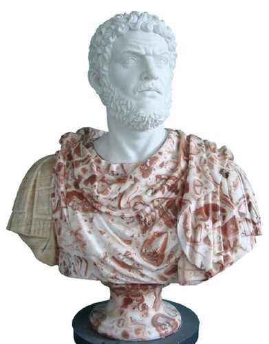 Casa Padrino Luxus Antik Stil Marmor B�ste R�mer Wei� / Rot / Beige H. 80 cm