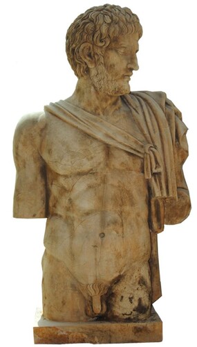 Casa Padrino Luxus Antik Stil Marmor Skulptur Mann Beige H. 130 cm