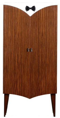 Casa Padrino Luxus Art Deco Barschrank Braun / Wei� / Schwarz 80 x 45 x H. 170 cm - Massivholz Weinschrank - Bar M�bel - Hotel M�bel - Luxus Qualit�t