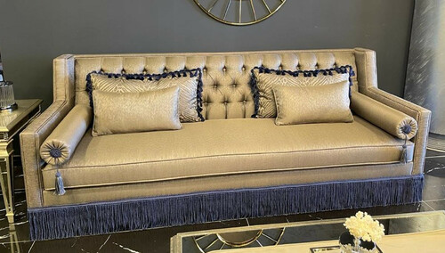 Casa Padrino Luxus Art Deco Chesterfield Sofa Gold / Lila - Handgefertigtes Massivholz Wohnzimmer Sofa - Luxus Art Deco Chesterfield Wohnzimmer M�bel