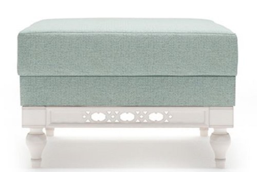 Casa Padrino Luxus Jugendstil Hocker Mintgr�n / Wei� 62 x 62 x H. 47 cm - Luxus Qualit�t