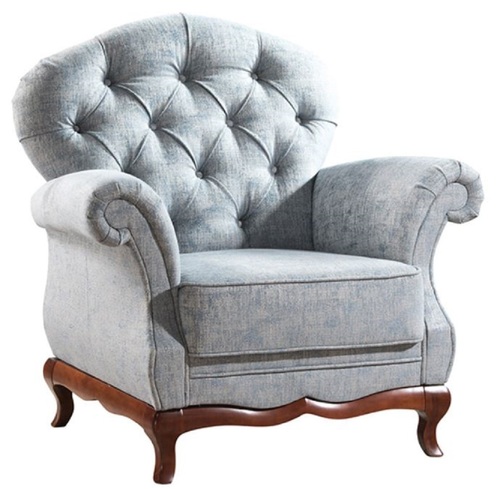 Casa Padrino Luxus Art Deco Chesterfield Wohnzimmer Sessel Vintage Blau / Dunkelbraun 99 x 90 x H. 98 cm - Wohnzimmerm�bel