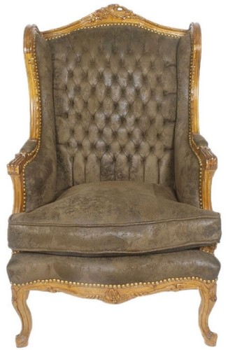Casa Padrino Barock Chesterfield Ohrensessel Dunkelbraun / Braun 83 x 83 x H. 110 cm - Barockm�bel