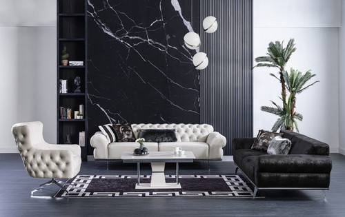 Casa Padrino Luxus Art Deco Chesterfield Wohnzimmer Set - 2 Sofas & 2 Drehsessel & 1 Couchtisch - Edle Art Deco Wohnzimmer M�bel