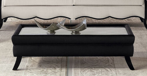 Casa Padrino Luxus Art Deco Couchtisch mit Glasplatte Schwarz - Made in Italy