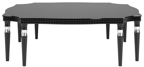 Casa Padrino Luxus Art Deco Couchtisch Schwarz / Silber 130 x 130 x H. 45 cm - Edler Wohnzimmertisch mit 8 Tischbeinen - Art Deco Wohnzimmer M�bel