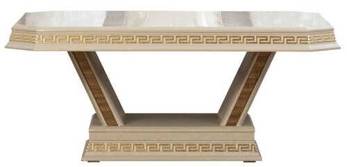 Casa Padrino Luxus Art Deco Couchtisch Cremefarben / Gold - Handgefertigter Massivholz Wohnzimmertisch - Art Deco Wohnzimmer M�bel