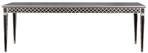 Casa Padrino Luxus Art Deco Esstisch Schwarz / Silber 240 x 110 x H. 78 cm - Edler Esszimmertisch - Art Deco Esszimmer M�bel