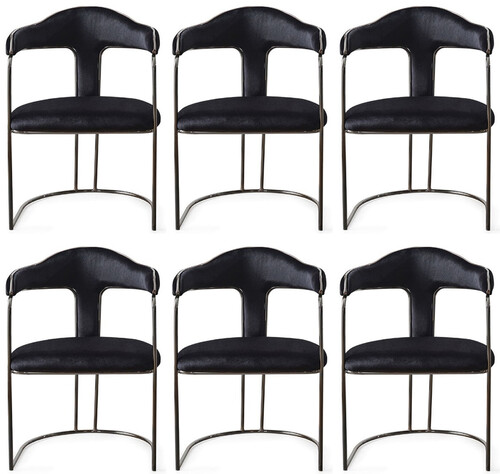 Casa Padrino Luxus Art Deco Esszimmer Stuhl 6er Set mit Armlehnen Schwarz / Bronze 60 x 58 x H. 92 cm - Esszimmer M�bel - Restaurant M�bel - Art Deco M�bel - Luxus M�bel