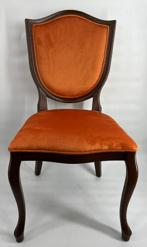 Casa Padrino Art Deco Esszimmer Stuhl Orange / Dunkelbraun - Art Deco Massivholz Stuhl - Art Deco Esszimmerm�bel - Art Deco M�bel - Art Deco Einrichtung - M�bel im Art Deco Stil