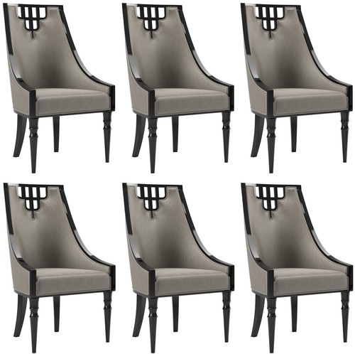 Casa Padrino Luxus Art Deco Esszimmer Stuhl Set Grau / Schwarz 55 x 55 x H. 105 cm - Edles K�chen St�hle 6er Set - Art Deco Esszimmer M�bel