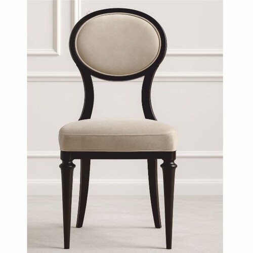 Casa Padrino Luxus Art Deco Esszimmer Stuhl Beige / Schwarz H. 97 cm - Made in Italy