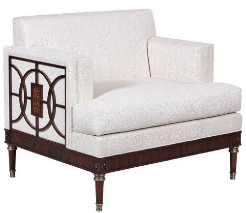 Casa Padrino Luxus Art Deco Lounge Salon Sessel Wei� / Dunkelbraun 92 x 83 x H. 82 cm - Art Deco Wohnzimmer M�bel - Luxus Qualit�t