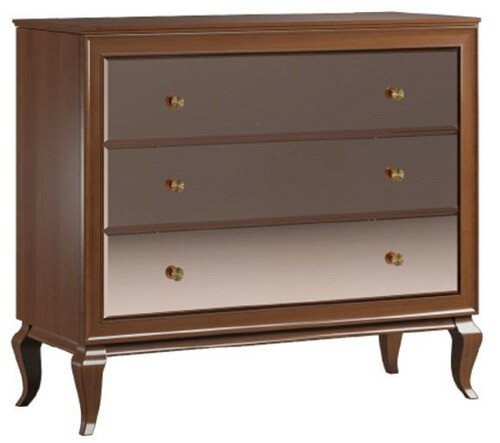 Casa Padrino Luxus Art Deco Massivholz Kommode Dunkelbraun 108,7 x 43,5 x H. 95,5 cm - Elegante Kommode mit 3 verspiegelten Schubladen - Art Deco M�bel