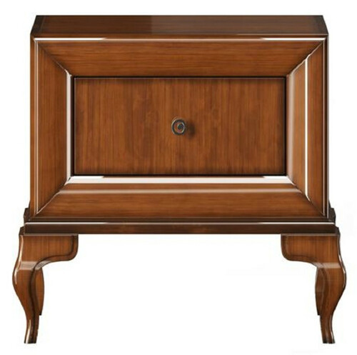 Casa Padrino Luxus Art Deco Nachttisch Hochglanz Braun 70 x 42 x H. 65 cm - Massivholz Beistelltisch mit Schublade - Luxus Schlafzimmer M�bel - Luxus Art Deco M�bel