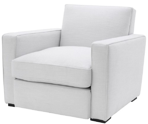 Casa Padrino Luxus Sessel Wei� / Schwarz 95 x 103,5 x H. 82 cm - Edler Wohnzimmer Sessel - Luxus Qualit�t