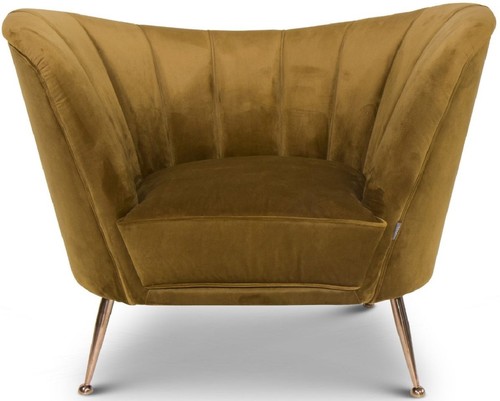 Casa Padrino Luxus Samt Sessel Ocker / Kupfer 77 x 78 x H. 102 cm - Art Deco Wohnzimmer Sessel - Luxus M�bel