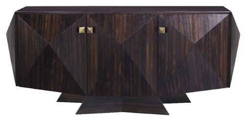Casa Padrino Luxus Art Deco Sideboard Dunkelbraun 207 x 63 x H. 90 cm - Edler Wohnzimmerschrank mit 3 T�ren - Art Deco M�bel