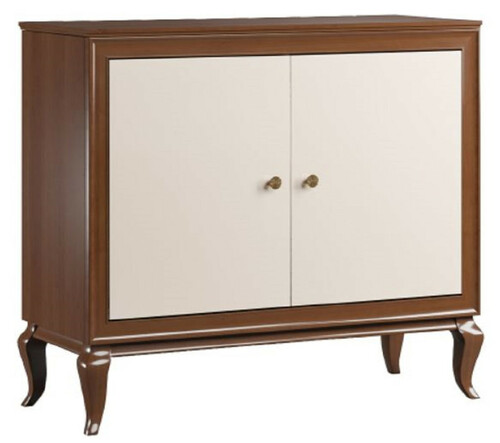 Casa Padrino Luxus Art Deco Sideboard Dunkelbraun / Cremefarben 108,7 x 43,5 x H. 95,5 cm - Massivholz Schrank mit 2 T�ren - Art Deco Wohnzimmer M�bel