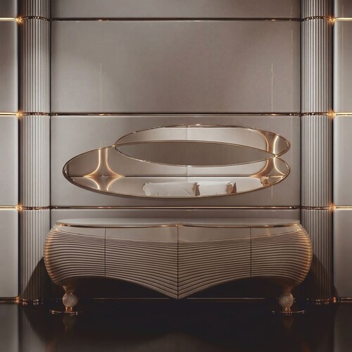 Casa Padrino Luxus Sideboard Grau / Gold 240 cm - Luxus Hotel & Esszimmer M�bel
