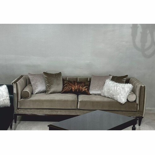 Casa Padrino Luxus Art Deco Samt Sofa Olivgr�n / Dunkelbraun 235 cm - Wohnzimmer M�bel