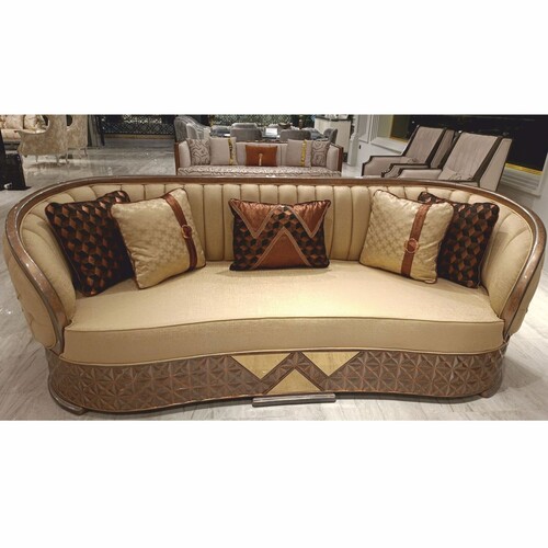 Casa Padrino Luxus Art Deco Sofa Gold / Kupfer / Grau 240 cm - Wohnzimmer M�bel