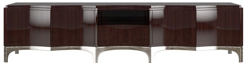 Casa Padrino Luxus TV Schrank Dunkelbraun / Silber 250 x 45 x H. 58 cm - Edler Fernsehschrank mit 4 T�ren und Schublade - Luxus Wohnzimmer M�bel