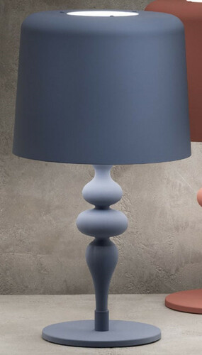 Casa Padrino Luxus Art Deco Tischleuchte Blau  50 x H. 180 cm - Runde Art Deco Schreibtischleuchte mit Aluminium Lampenschirm - Luxus Tischleuchten - Luxus Qualit�t - Made in Italy