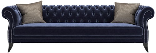Casa Padrino Luxus Chesterfield Samt Sofa Lila / Schwarz / Silber 250 x 100 x H. 80 cm - Luxus Qualit�t - Chesterfield Wohnzimmer M�bel