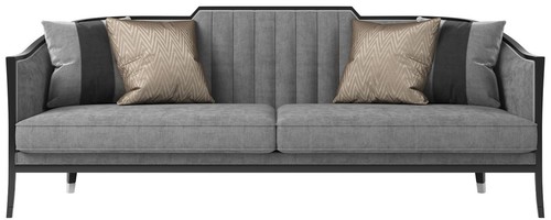 Casa Padrino Luxus Art Deco Samt Sofa Grau / Schwarz / Silber 250 x 95 x H. 93 cm - Edles Wohnzimmer Sofa - Luxus Qualit�t - Art Deco M�bel