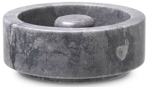 Casa Padrino Luxus Aschenbecher Grau  20 x H. 7,5 cm - Runder Marmor Aschenbecher - Deko Accessoires - Luxus Qualit�t