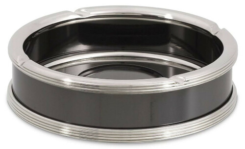 Casa Padrino Luxus Aschenbecher Silber / Schwarz  18 x H. 5 cm - Runder Messing Aschenbecher - Deko Accessoires - Luxus Qualit�t