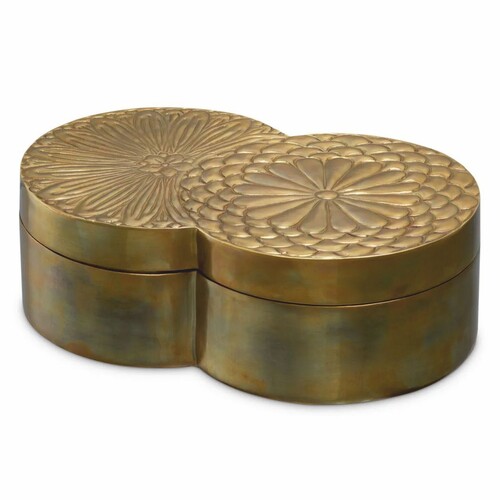 Casa Padrino Luxus Aufbewahrungsbox Antik Messing 28 cm - Luxus Accessoires