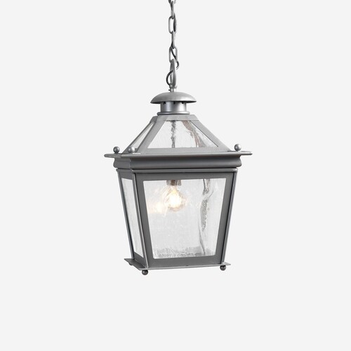 Casa Padrino Luxus Au�en H�ngeleuchte Laterne Grau B. 31 x H. 44 cm - Handgefertigte Laterne aus Schmiedeeisen - Luxus Kollektion - Edel & Prunkvoll