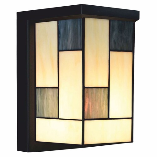 Casa Padrino Art Deco Tiffany LED Au�enwandleuchte Creme / Grau / Schwarz H. 28 cm
