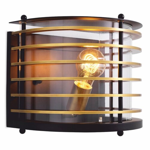 Casa Padrino Luxus Au�enwandleuchte Schwarz / Antik Messing 26,5 cm - Au�enbeleuchtung