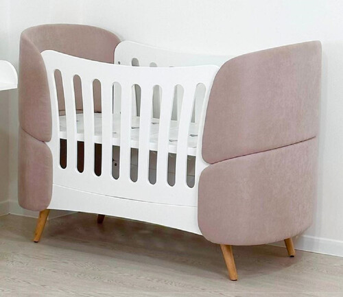 Casa Padrino Luxus Babybett Wei� / Grau / Naturfarben 145 cm