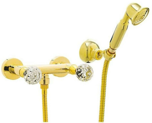 Casa Padrino Luxus Duscharmaturen Set Gold - Aufputz Brauseset mit Swarovski Kristallglas - Luxus Bad Zubeh�r - Made in Italy