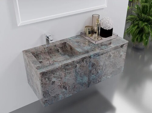 Casa Padrino Luxus Badezimmer Set Grau Meliert Porzellan - Hotel Bad Einrichtung