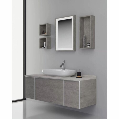 Casa Padrino Luxus Badezimmer Set Grau / Silber 142 cm - Badezimmer M�bel